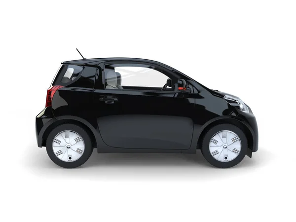 Negro pequeño urbano moderno coche eléctrico - vista lateral — Foto de Stock