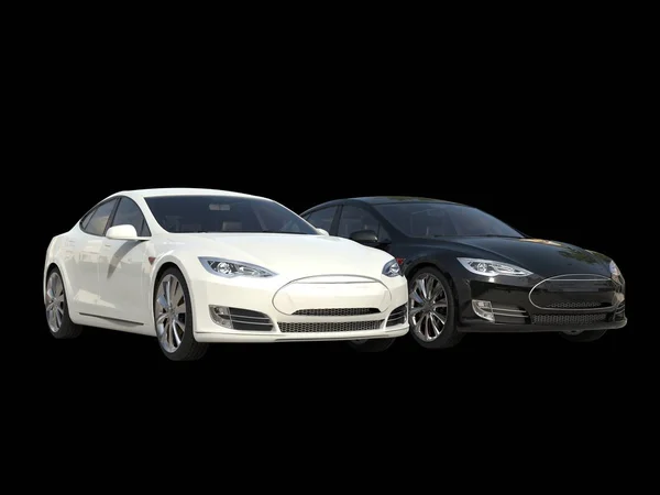 Black and white modern electric business cars - side by side