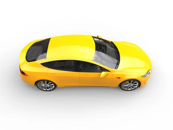 Great yellow electric sports car - side top view