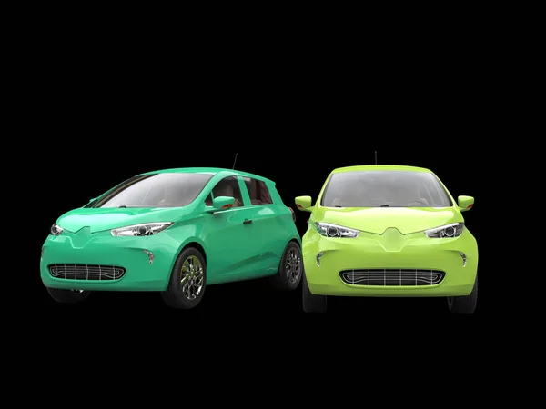 Moderní elektrické eco auta - odstíny zelené — Stock fotografie