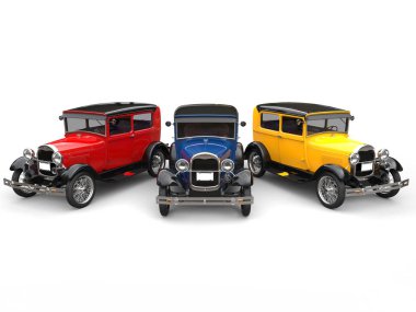 Temel renkleri - 3d resimde güzel 1920'lerde vintage arabalar
