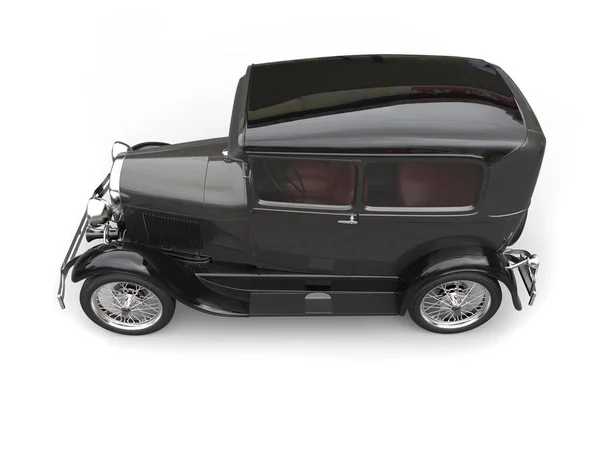 Carro vintage preto impressionante - vista lateral de cima para baixo - 3D Render — Fotografia de Stock