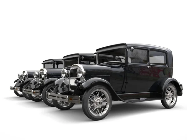 Three beautiful 1920s vintage cars - perspective shot - 3D Render — Stock Photo, Image