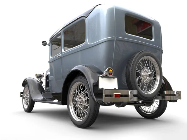 Carro oldtimer bonito metálico vintage - visão angular traseira - 3D Render — Fotografia de Stock