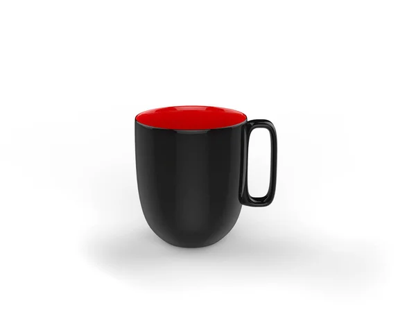 Awesome black coffee cup with red interior — Stock Photo, Image