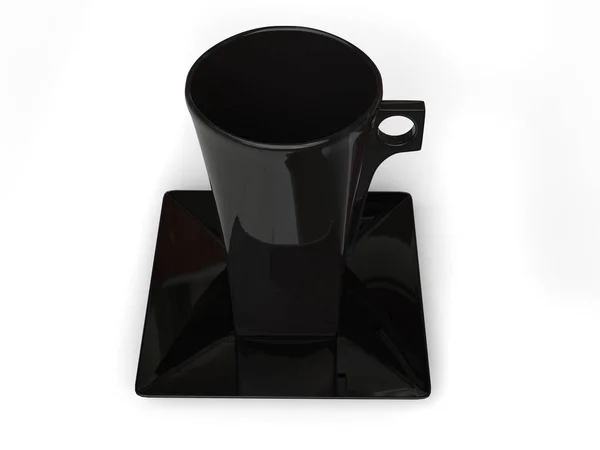 Schwarze Kaffeetasse auf weißem Hintergrund — Stockfoto