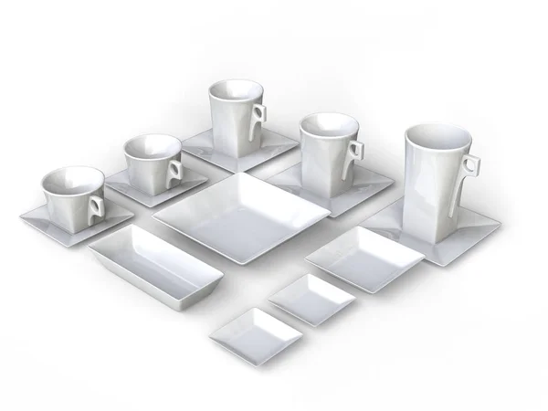 Set de té de porcelana bastante blanco —  Fotos de Stock