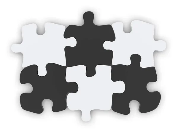 Fekete-fehér puzzle darab fit együtt — Stock Fotó