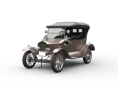 Metalik hafif kahverengi vintage cabriolet araba