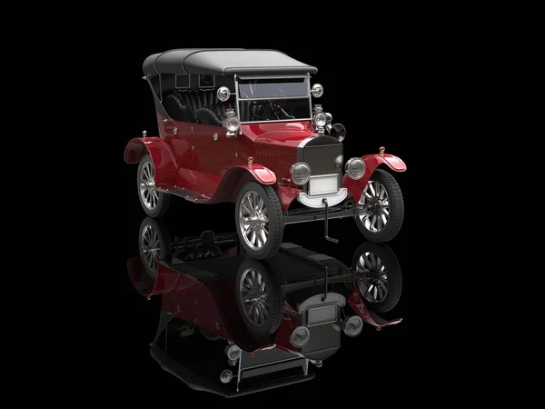 Vermelho carmesim vintage carro no fundo reflexivo preto — Fotografia de Stock
