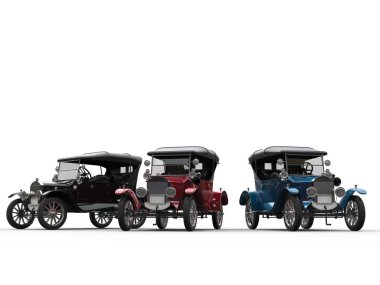 Siyah, kırmızı ve mavi geri vintage cars - studio vurdu