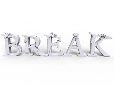 Kırık ve kırık yazı tipi yazım patlak - görünüm üst dışarı