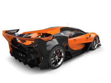 Siyah ve turuncu supercar - arka yüzü göster - 3d çizim