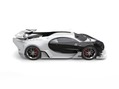 Siyah ve beyaz supercar - yan - 3d Render görüntülemek