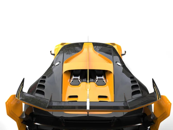 Schwarz-gelber Rennwagen - Rückansicht - 3D-Illustration — Stockfoto