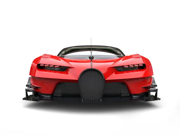 Poderoso carro de corrida super vermelho - close-up vista frontal - Ilustração 3D — Fotografia de Stock
