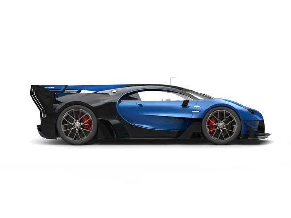 Silné modré super závodní auto - bokorys - 3d ilustrace — Stock fotografie
