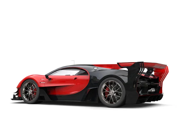 Kraftvoller roter Superrennwagen - Rückseite Studioaufnahme - 3D-Illustration — Stockfoto