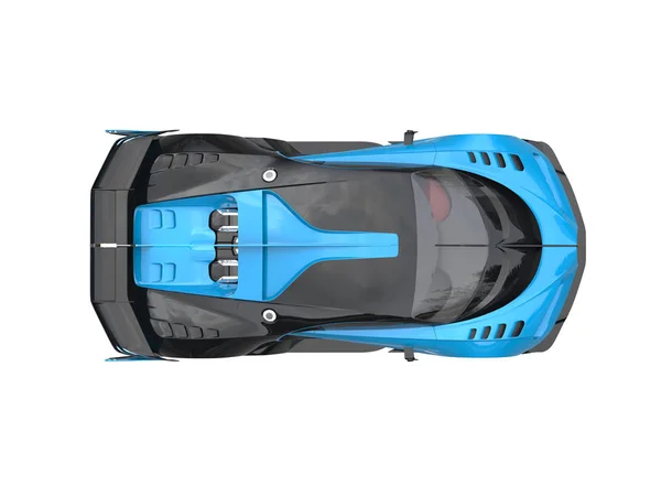 Mavi spor supercar - aşağı üst görüntüleme - 3d çizim — Stok fotoğraf