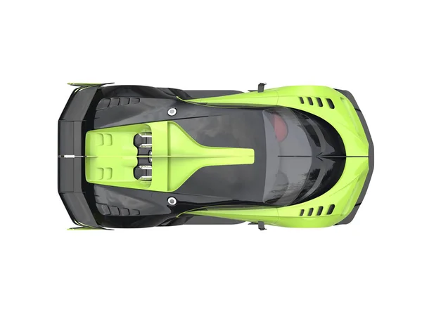 Supercarro esportivo verde fresco - vista de cima para baixo - Ilustração 3D — Fotografia de Stock