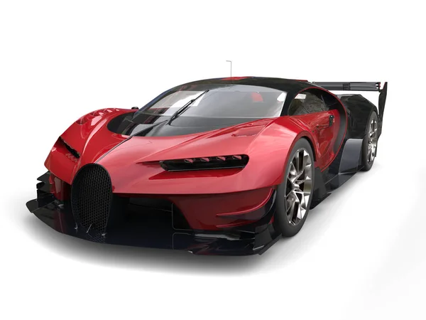 Supercar rouge cerise - gros plan vue de face - Illustration 3D — Photo