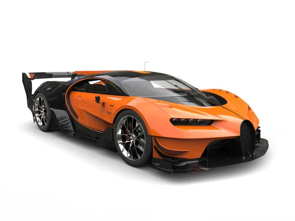 Schwarz-orangefarbener Supersportwagen - Studioaufnahme - 3D-Illustration — Stockfoto