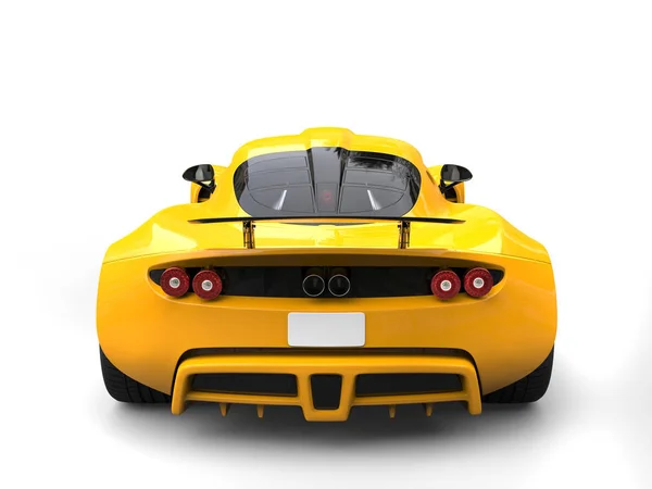 Warm yellow modern supercar - back view — Stock Photo, Image