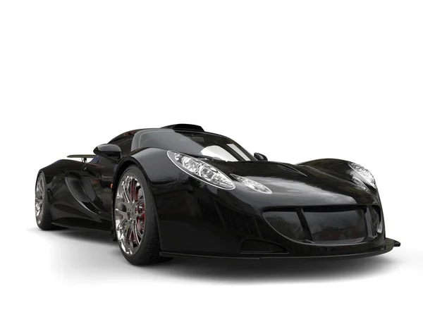 Metalliskt svart modern superbil - skönhet skott — Stockfoto