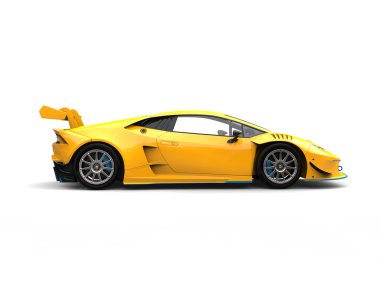 Güneş Sarı futuristik yarış spor otomobil - yan görünüm
