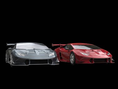 Koyu gri bir koyu kırmızı arabalar yarış