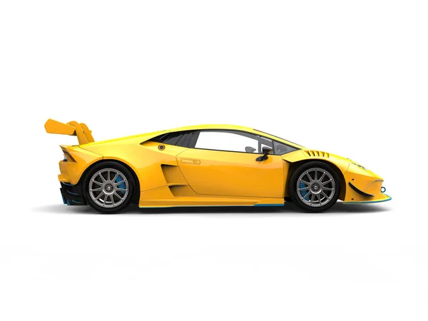 V. sárga futurisztikus verseny sportkocsi - oldalnézet — Stock Fotó