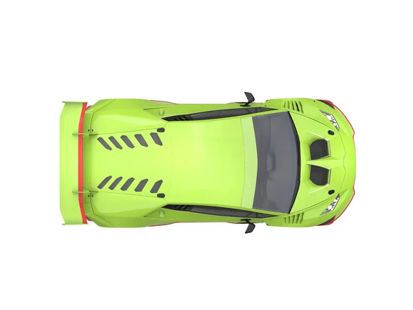 Poison green futuristic race sportscar - top view — Stock Photo, Image