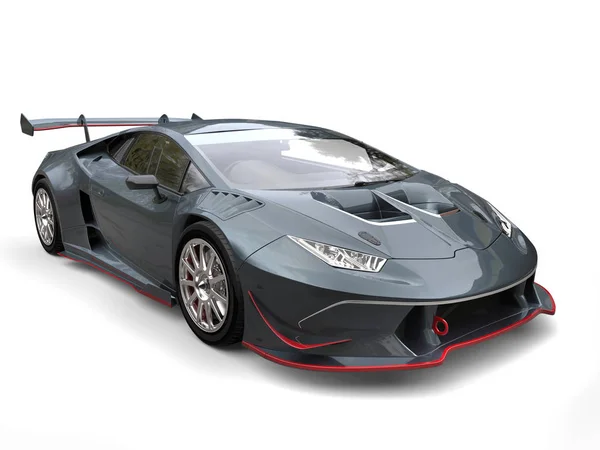 Skiffer grå sport superbil med röda detaljer på fenorna — Stockfoto