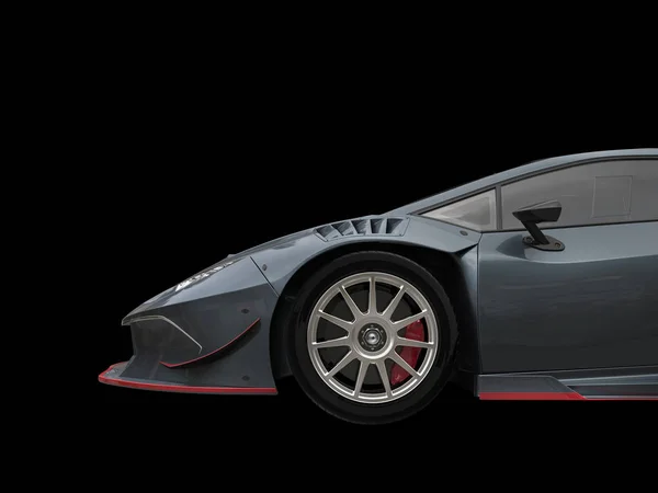 Dark gray metallic extreme racing car with red details - cut shot