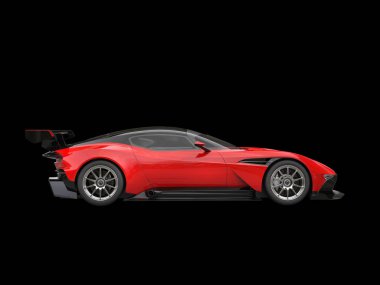 Black and red awesome modern race car - side view clipart
