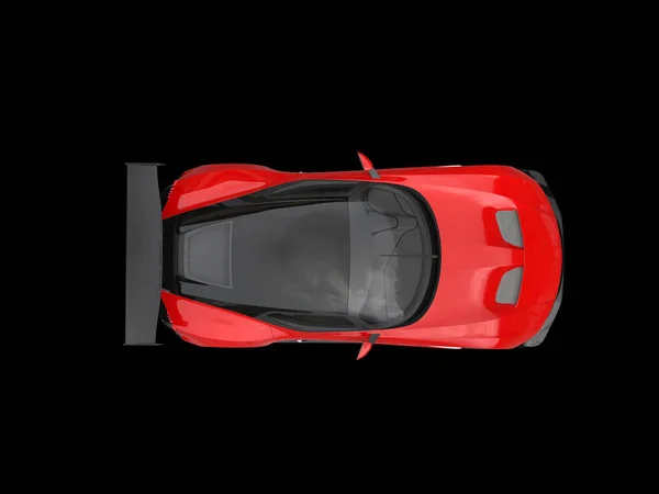 Negro y rojo impresionante coche de carreras moderno - vista superior — Foto de Stock