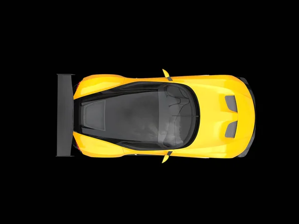 Черный и желтый удивительный современный гоночный автомобиль - вид сверху — стоковое фото