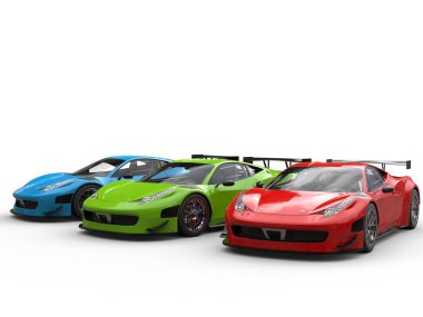 Kırmızı, yeşil ve mavi modern lüks sportscars