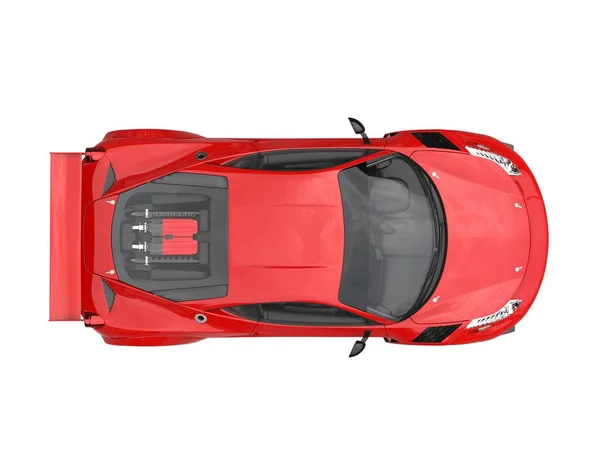 Красный спортивный автомобиль - вид сверху — стоковое фото