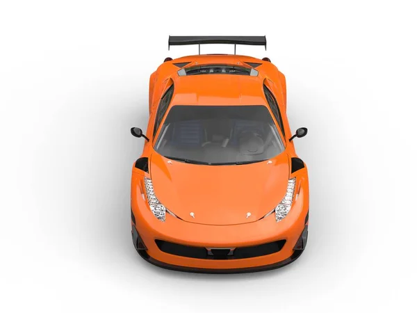 Φωτεινό πορτοκαλί σπορ αυτοκίνητο - topdown μπροστινή όψη — Φωτογραφία Αρχείου