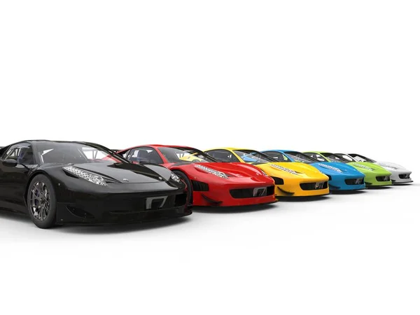 Row of colorful super cars — Stock Photo, Image