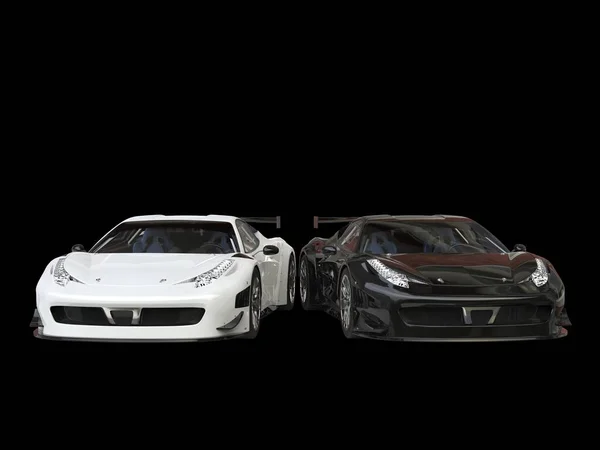 Svart och vitt superbilar på svart bakgrund — Stockfoto