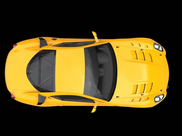 Пламенный желтый городской спорткар - вид сверху — стоковое фото