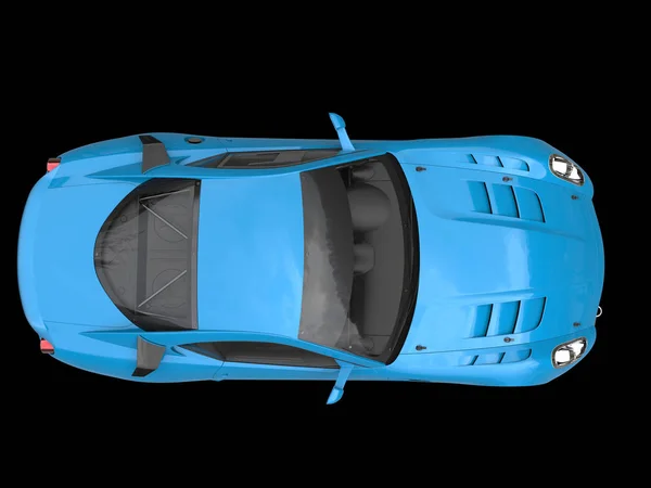 Rich blue urban sports car - top view