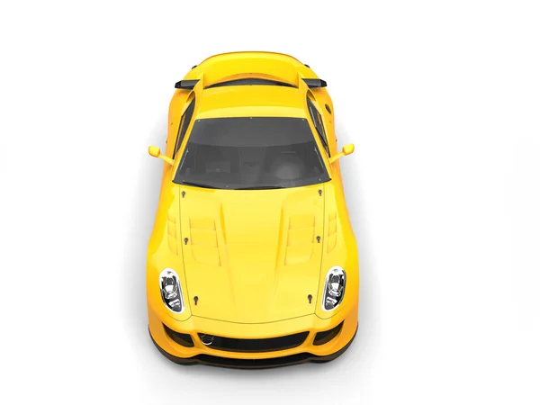 Sun yellow urban sports car - top front view — Stock Photo, Image