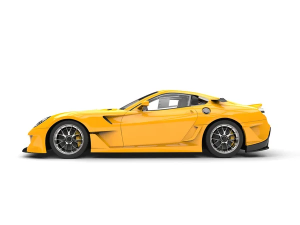 Bright yellow modern fast sports car - side view — Stock Photo, Image