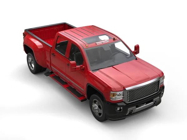 Kızıl kırmızı modern kamyonet - görünüm üst — Stok fotoğraf