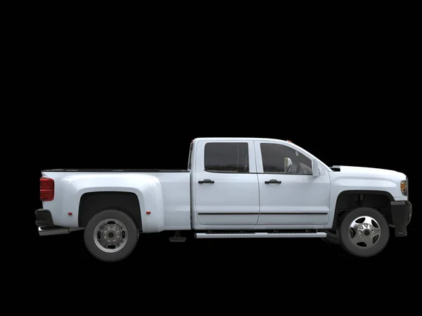 Beyaz kamyonet - yan görünümü - siyah arka plan üzerine — Stok fotoğraf