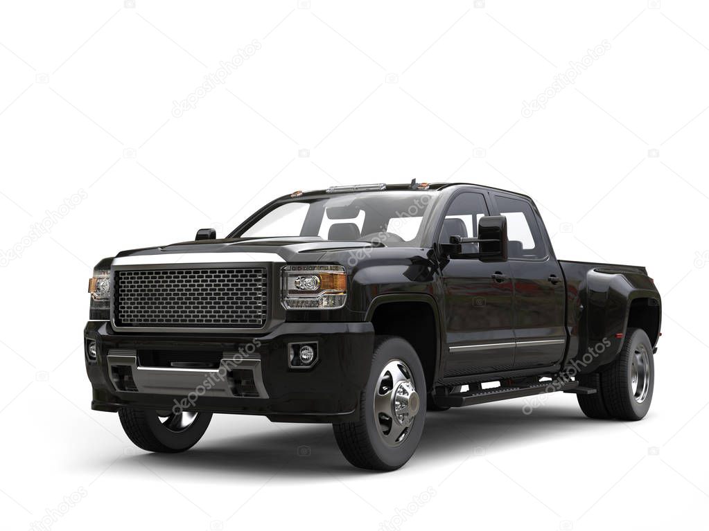 Modern black pickup truck - studio shot