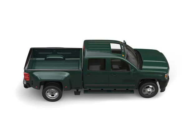 Dark green modern pickup truck - top down side view — Stock Photo, Image
